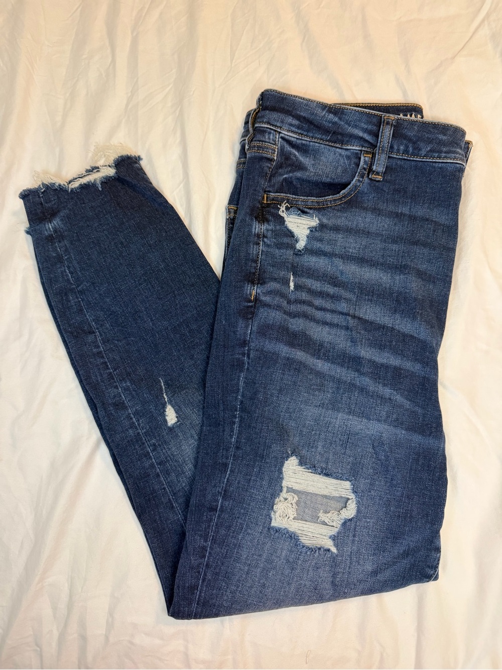 American Eagle Outfitters Dark Blue Ripped Skinny Jeans